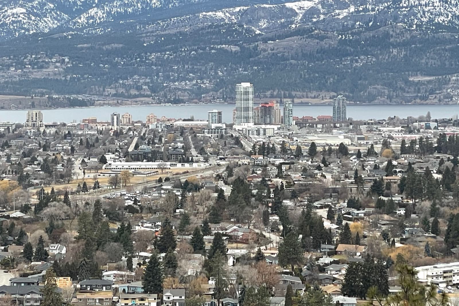 Downtown Kelowna skyline seen from Dilworth Mountain
