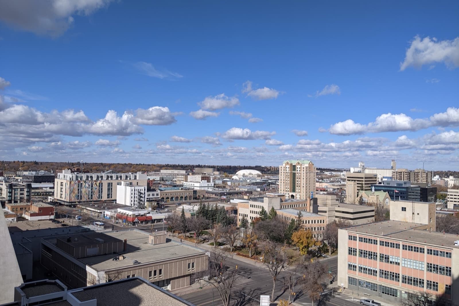 Downtown Saskatoon skyline on a clear day