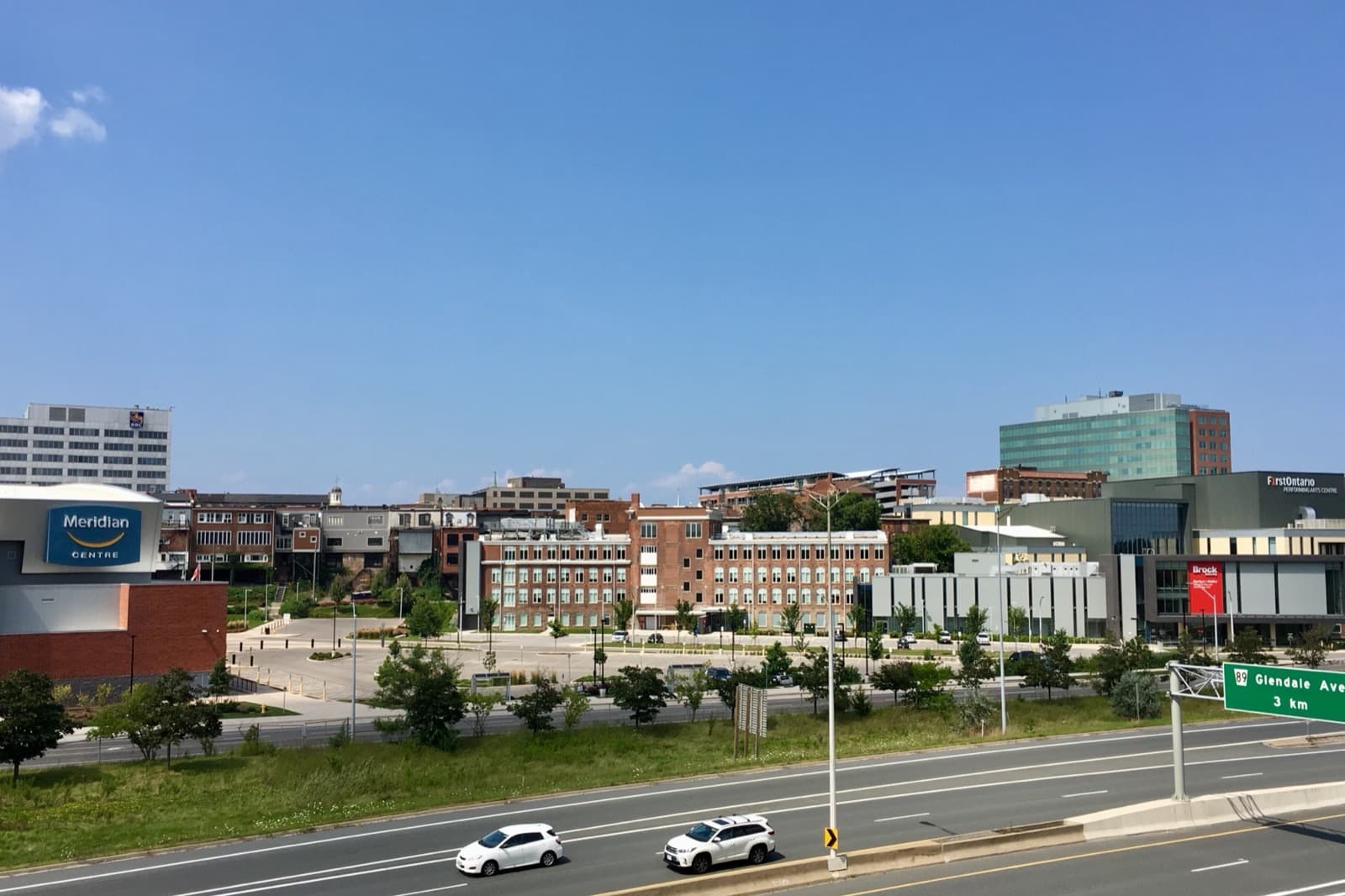 Downtown St. Catharines skyline with the Meridian Centre