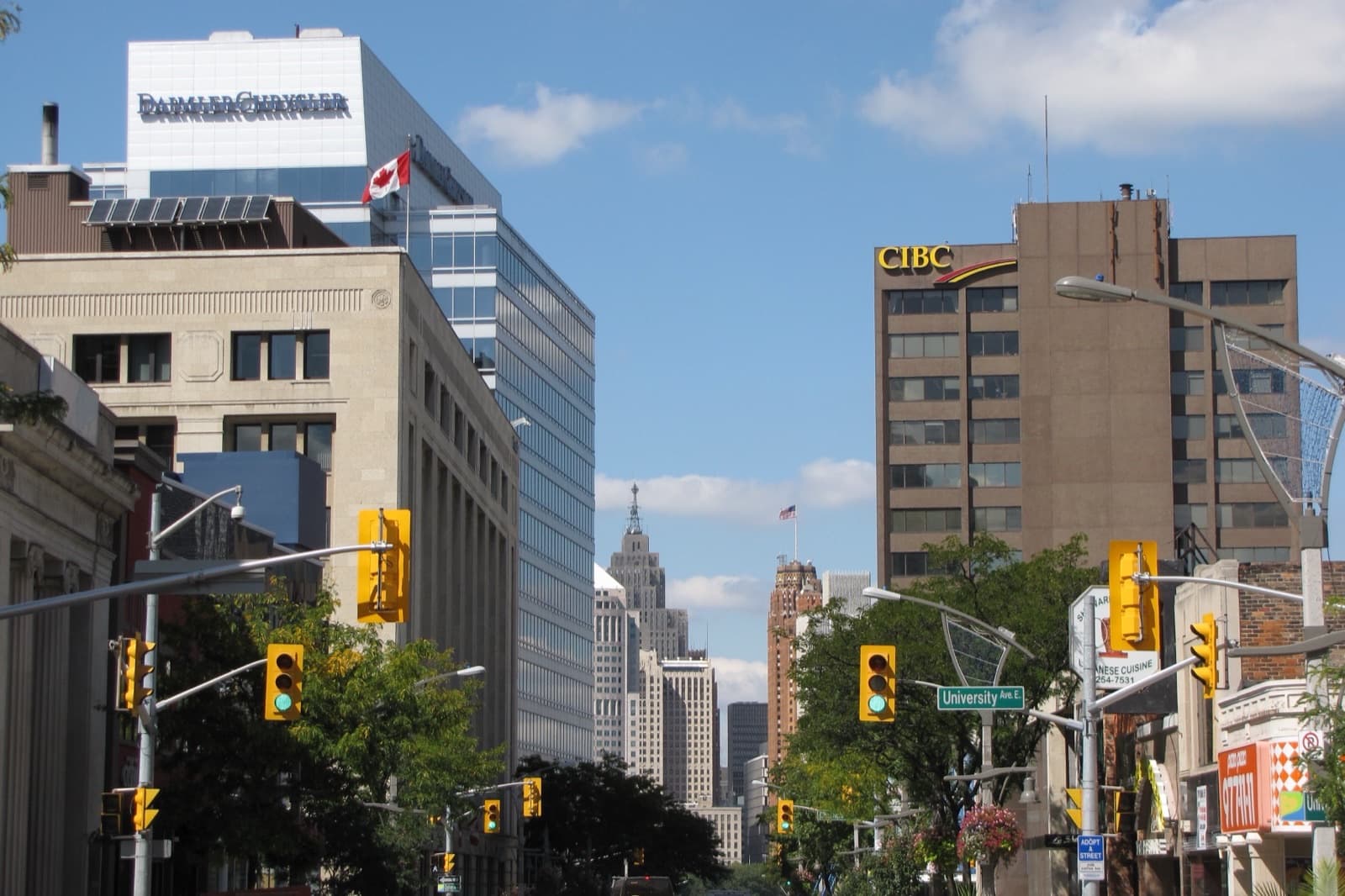 Downtown Windsor, Ontario at Ouellette Avenue and Riverside Drive