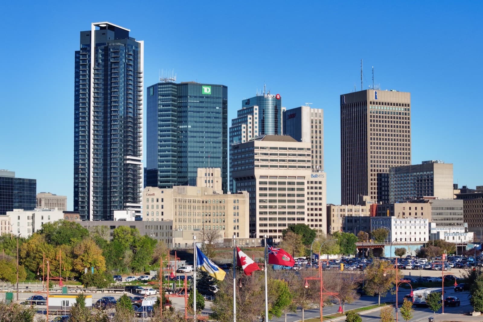 Downtown Winnipeg skyline seen from The Forks