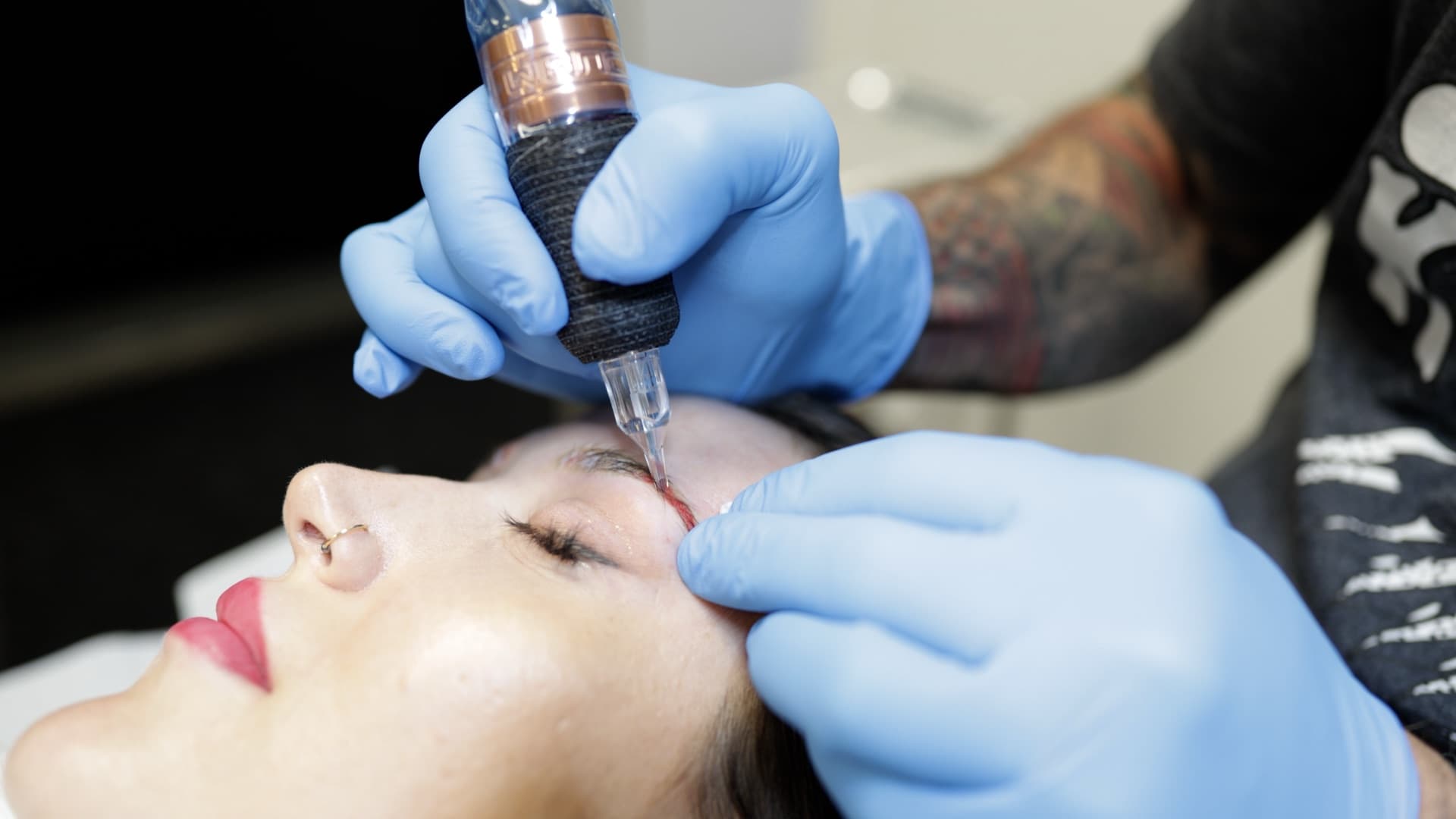 Saline removal of permanent makeup brows at Studio Kiku